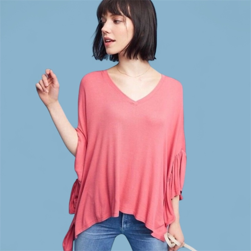 Anthropologie Akemi + Kin Capa Fluttered Tunic in Pink Women’s Sz M/L Oversized